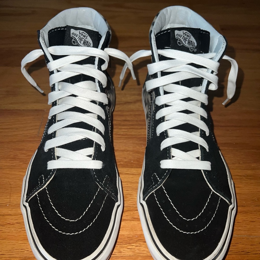 Vans Sk8-Hi Blur Checkerboard Black/White High Top Sneakers Mens Sz 8/ Wmns 9.5 - Picture 2 of 11